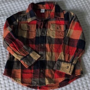 Orange Camel And Navy Plaid Flannel